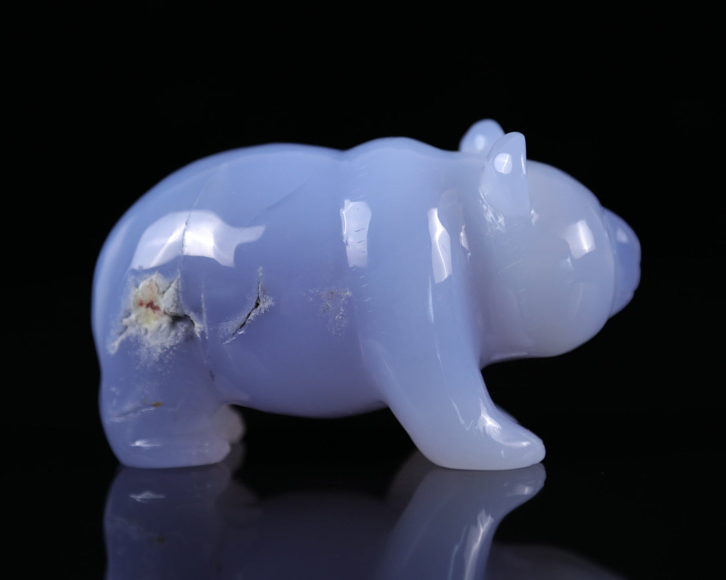 Nicedony 5.2" Blue Chalcedony Hand Carved Crystal Panda Sculpture - View 6