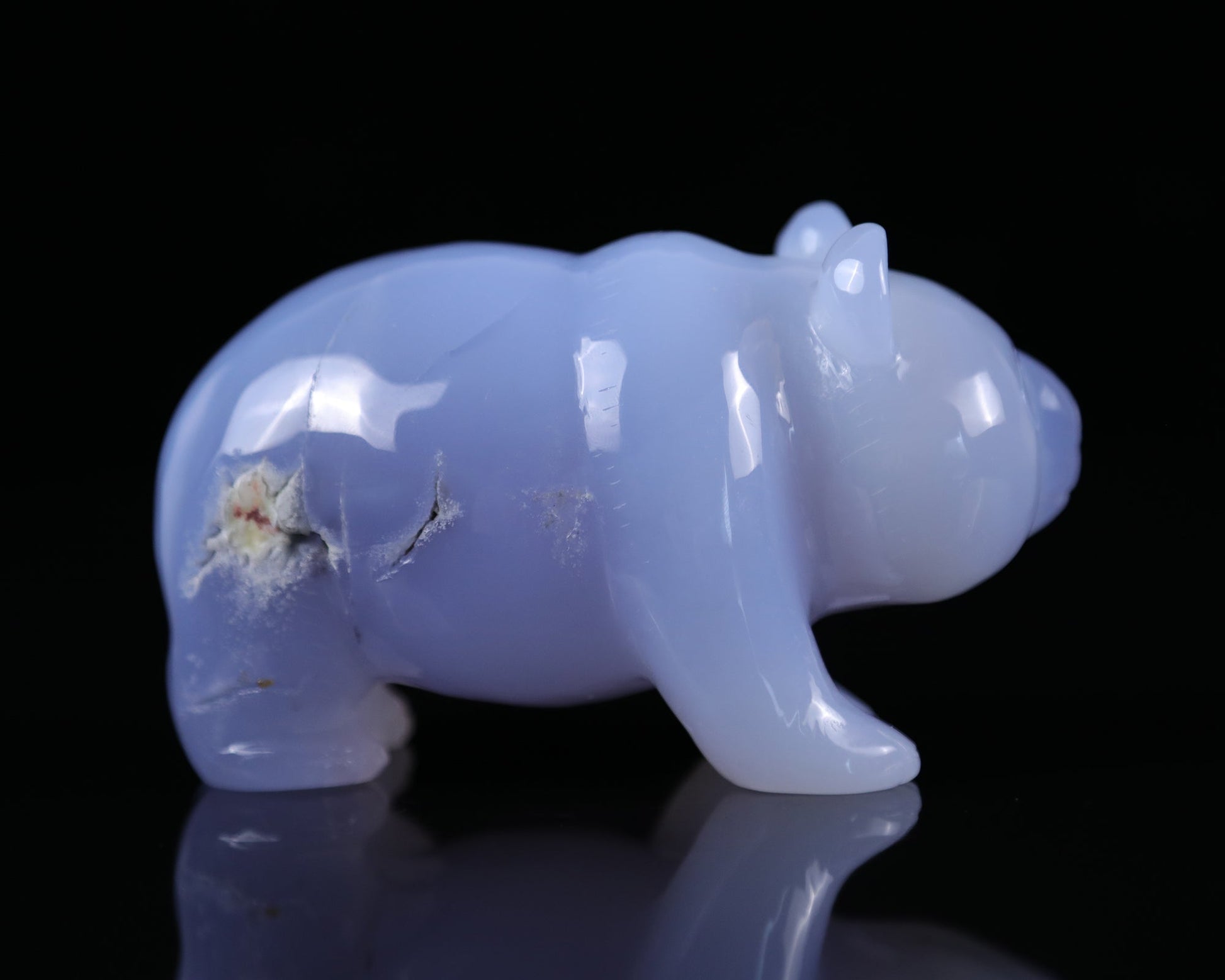 Nicedony 5.2" Blue Chalcedony Hand Carved Crystal Panda Sculpture - View 6