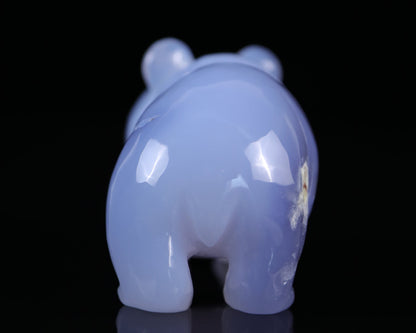 Nicedony 5.2" Blue Chalcedony Hand Carved Crystal Panda Sculpture - View 8