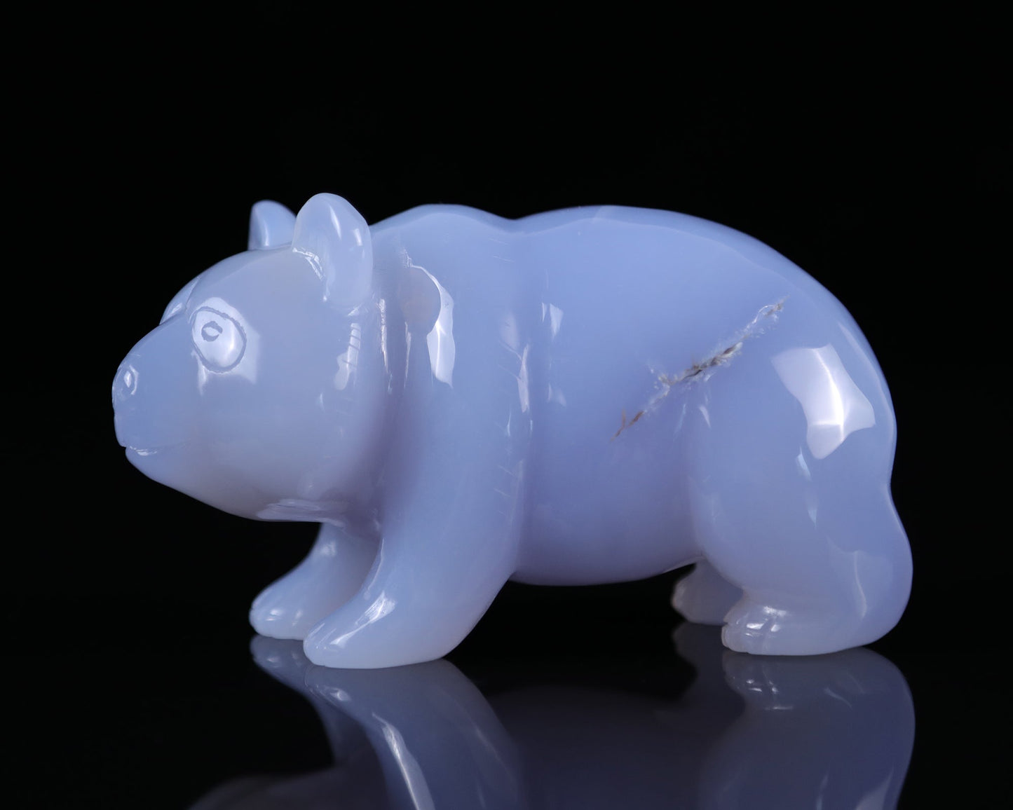 Nicedony 5.2" Blue Chalcedony Hand Carved Crystal Panda Sculpture - View 2