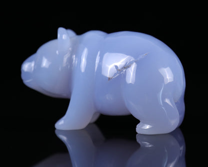 Nicedony 5.2" Blue Chalcedony Hand Carved Crystal Panda Sculpture - View 9