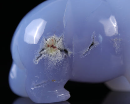 Nicedony 5.2" Blue Chalcedony Hand Carved Crystal Panda Sculpture - View 7