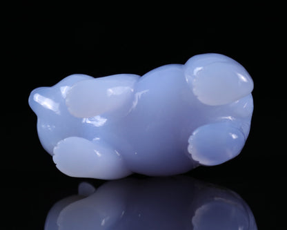 Nicedony 5.2" Blue Chalcedony Hand Carved Crystal Panda Sculpture - View 10