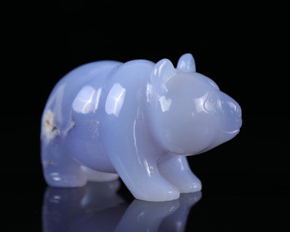 Nicedony 5.2" Blue Chalcedony Hand Carved Crystal Panda Sculpture - View 5