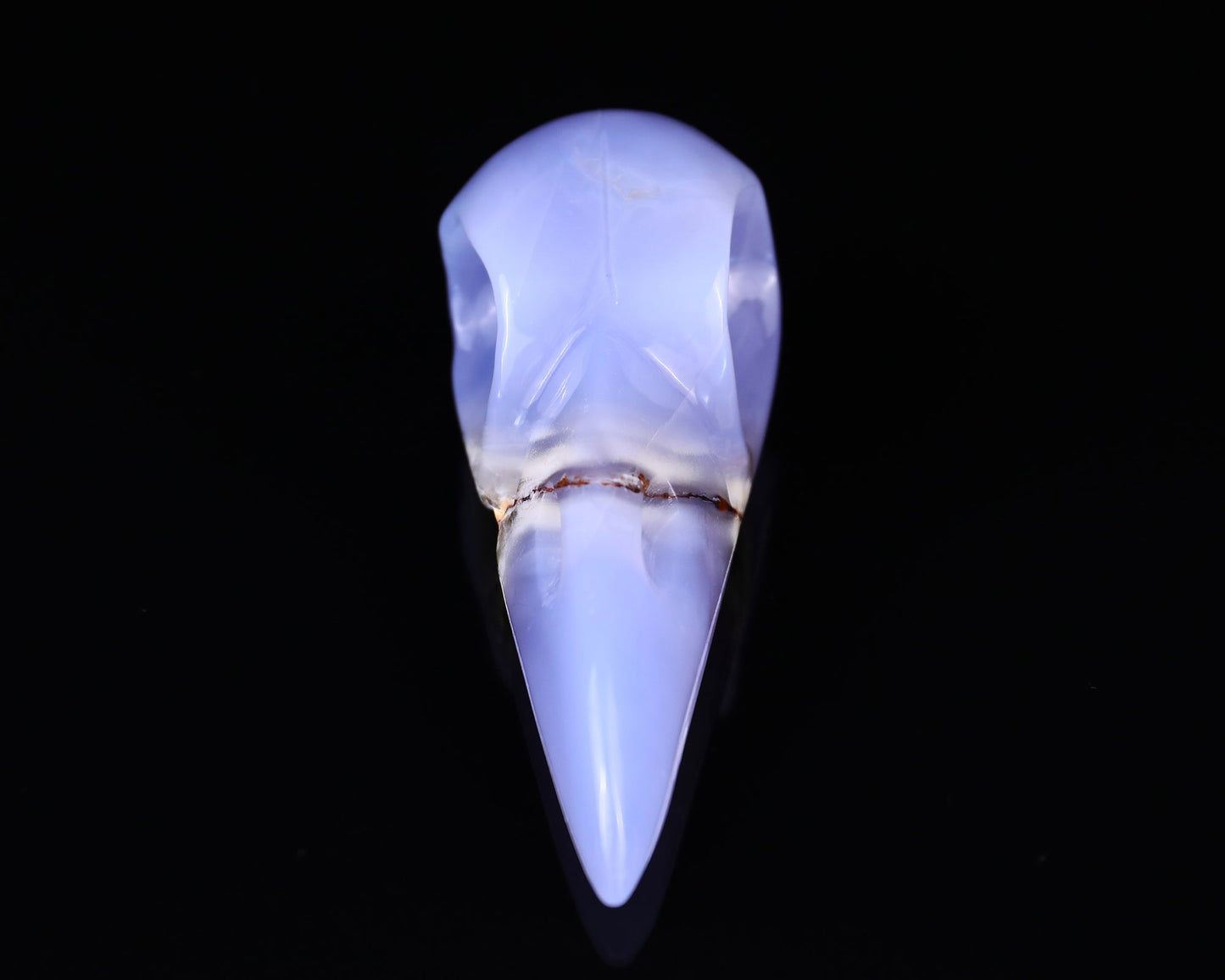 Nicedony 5.2" Blue Chalcedony Hand Carved Raven Skull Sculpture - View 2