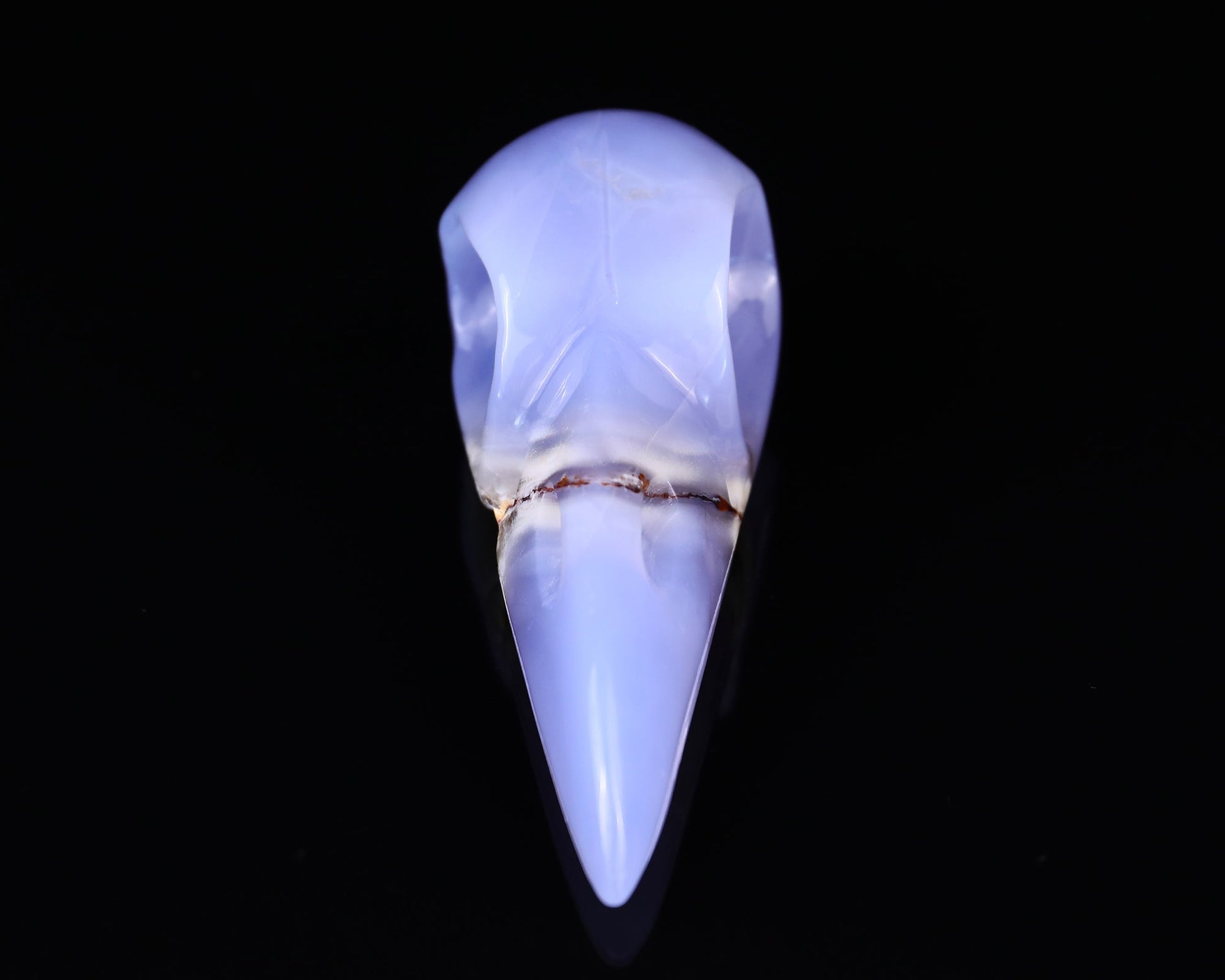 Nicedony 5.2" Blue Chalcedony Hand Carved Raven Skull Sculpture - View 2