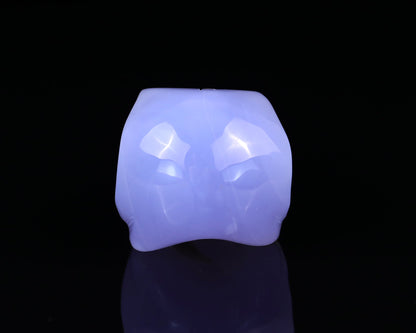Nicedony 5.2" Blue Chalcedony Hand Carved Raven Skull Sculpture - View 5