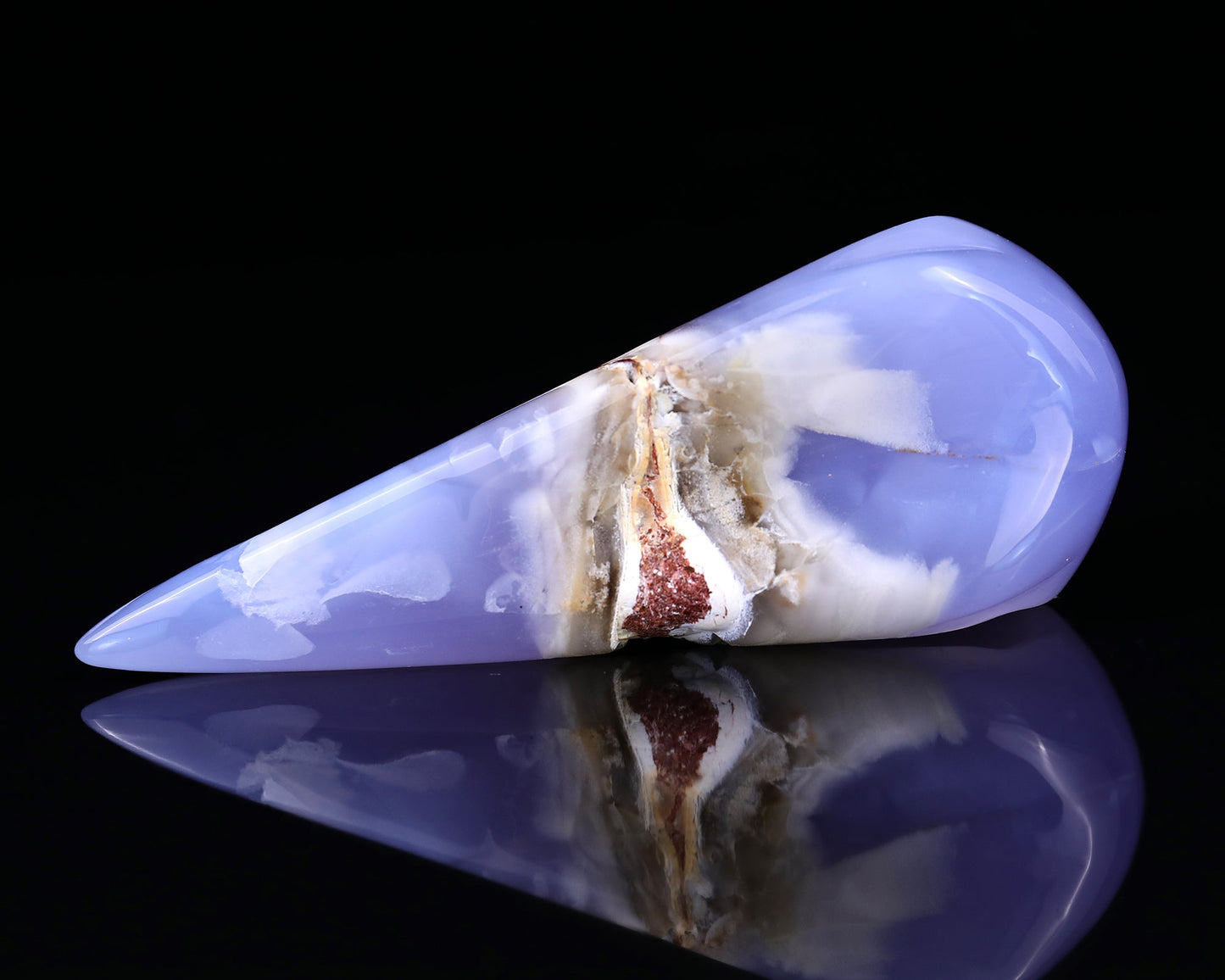 Nicedony 5.2" Blue Chalcedony Hand Carved Raven Skull Sculpture - View 6