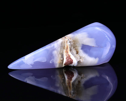 Nicedony 5.2" Blue Chalcedony Hand Carved Raven Skull Sculpture - View 6