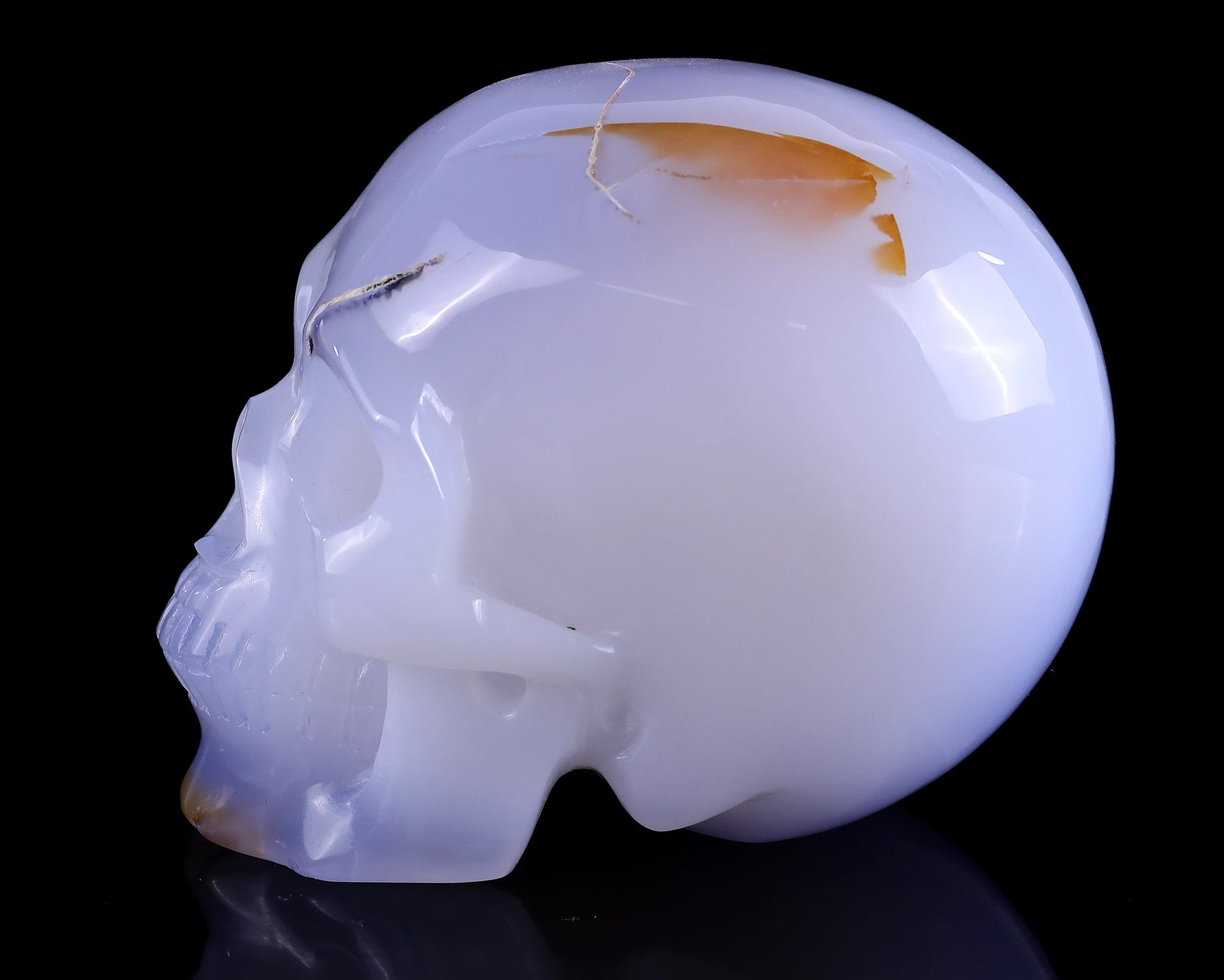 Nicedony 5.2" Blue Chalcedony Hand Carved Realistic Skull Sculpture - View 7
