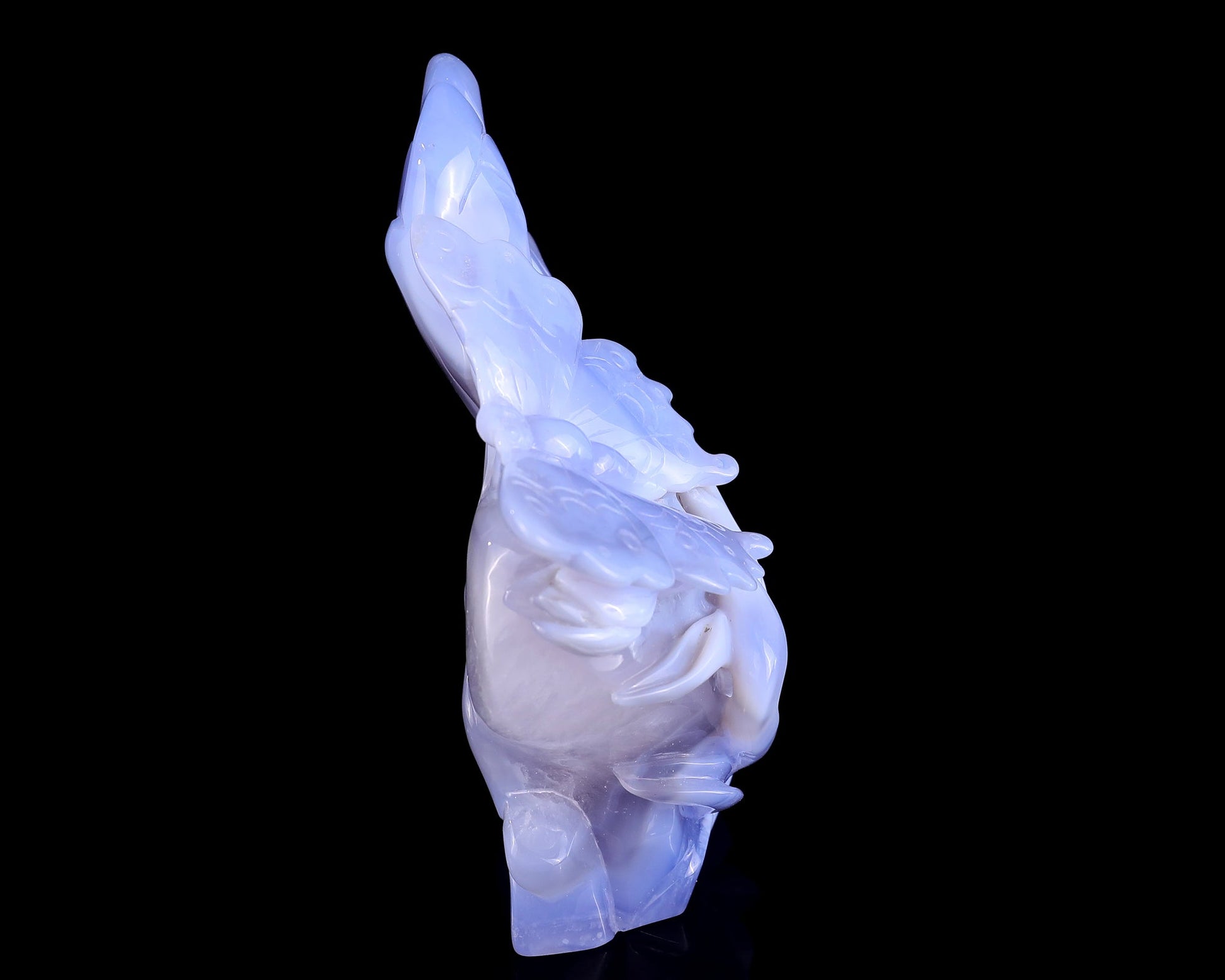 Nicedony 5.2" Blue Crazy Lace Agate Hand Carved Butterfly and Lotus - View 2