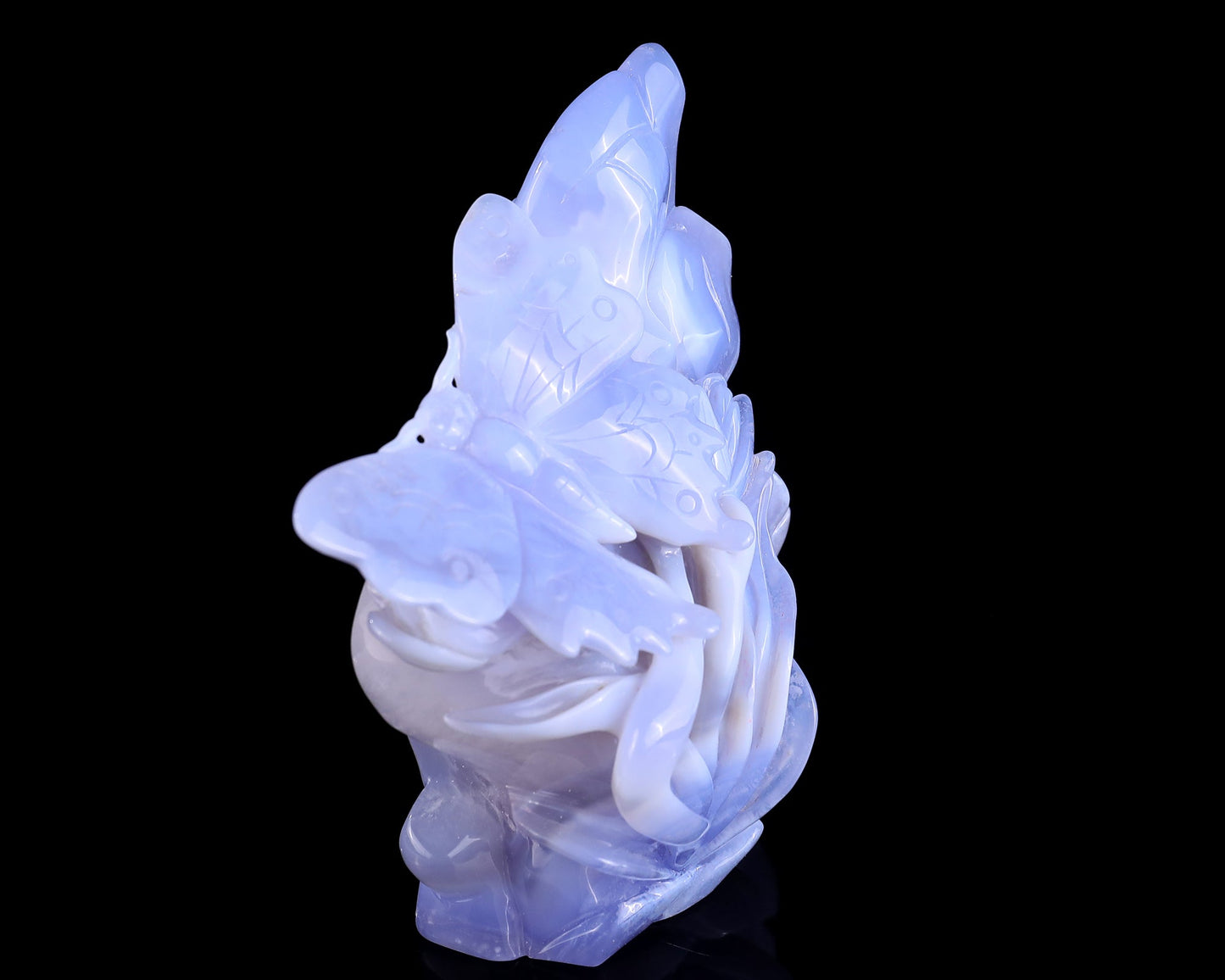 Nicedony 5.2" Blue Crazy Lace Agate Hand Carved Butterfly and Lotus - View 3