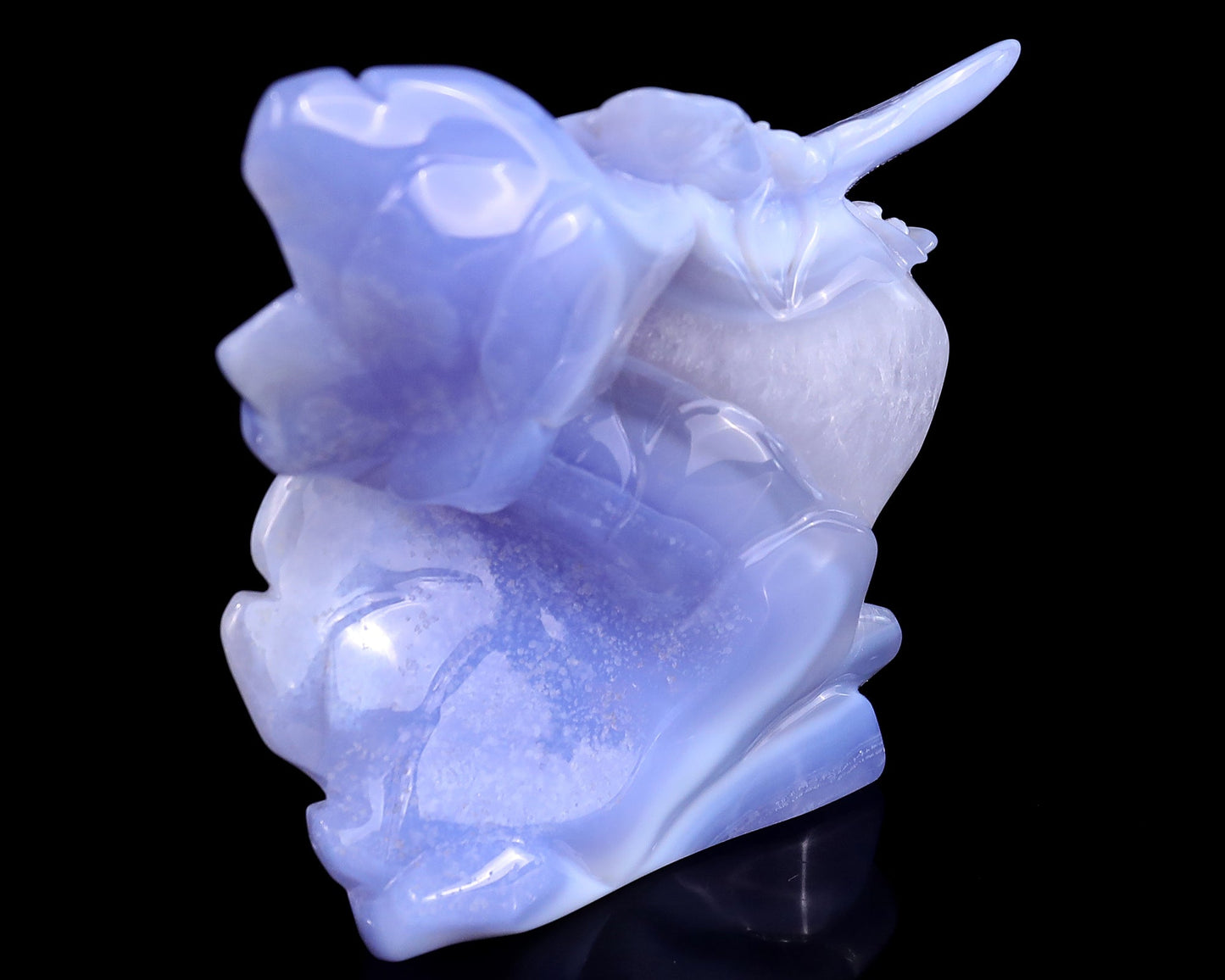 Nicedony 5.2" Blue Crazy Lace Agate Hand Carved Butterfly and Lotus - View 5