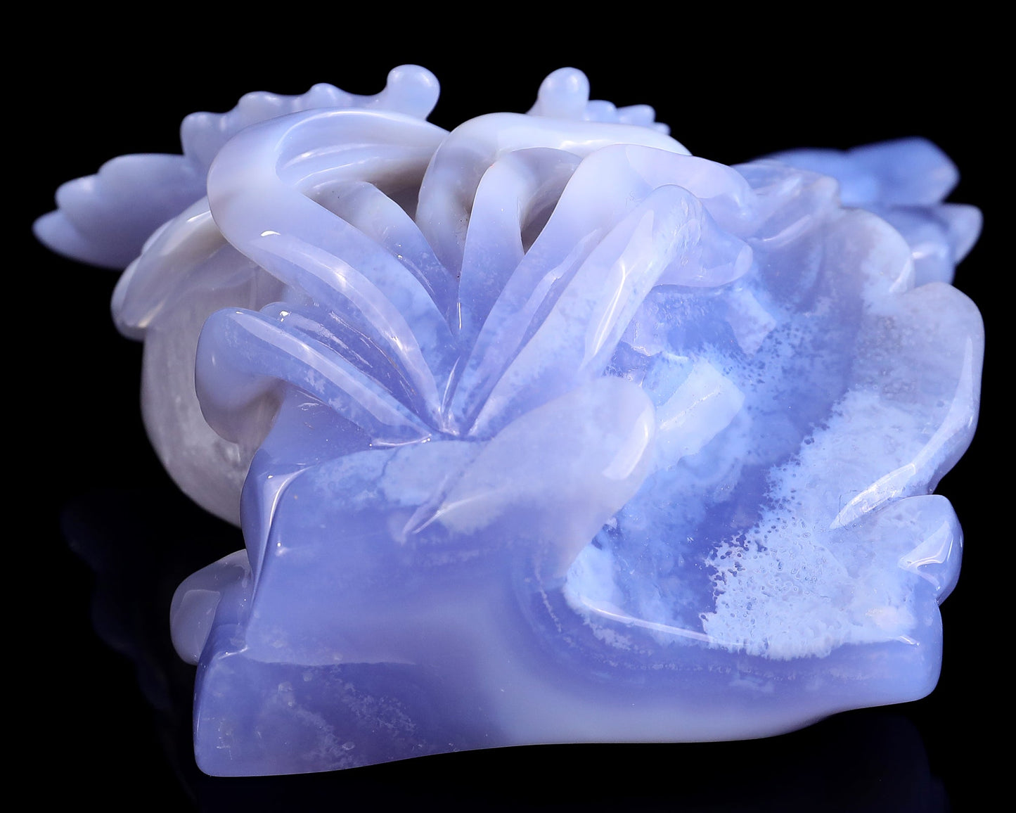 Nicedony 5.2" Blue Crazy Lace Agate Hand Carved Butterfly and Lotus - View 7