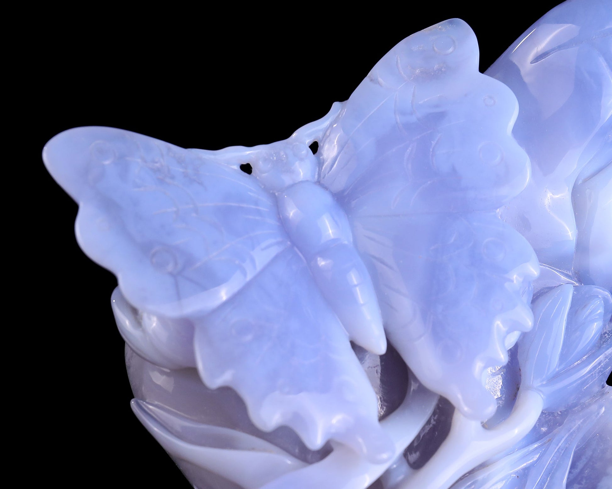 Nicedony 5.2" Blue Crazy Lace Agate Hand Carved Butterfly and Lotus - View 8