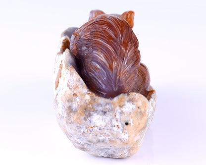Nicedony 5.2" Chalcedony Hand Carved Crystal Squirrel Sculpture - View 4