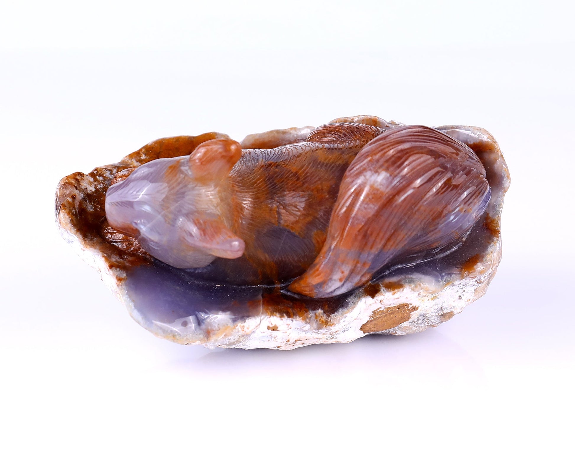 Nicedony 5.2" Chalcedony Hand Carved Crystal Squirrel Sculpture - View 8