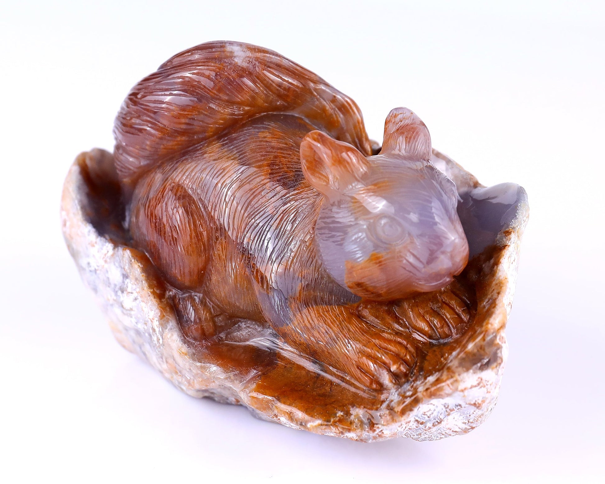 Nicedony 5.2" Chalcedony Hand Carved Crystal Squirrel Sculpture - View 9