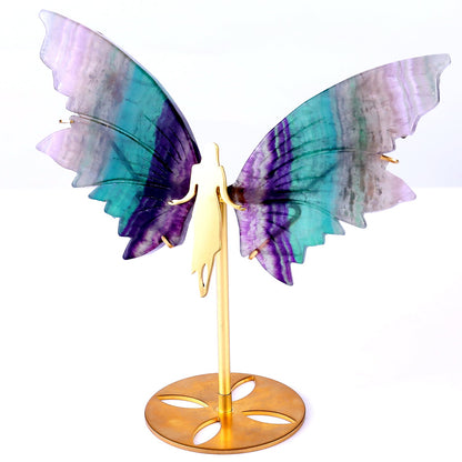Nicedony 5.2" Fluorite Hand Carved Crystal Spirit Wings Sculpture - View 7