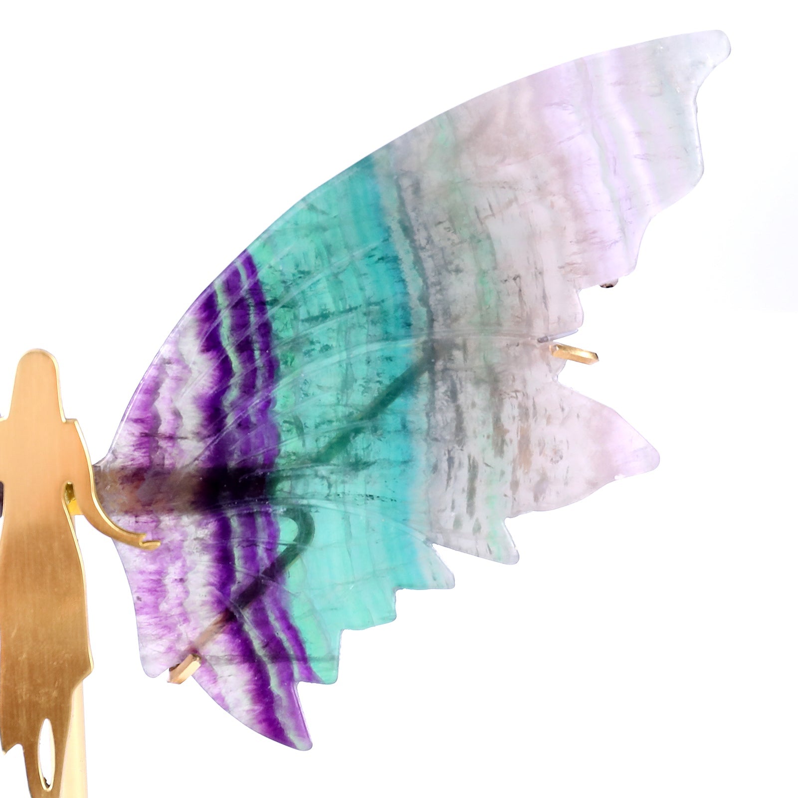 Nicedony 5.2" Fluorite Hand Carved Crystal Spirit Wings Sculpture - View 2