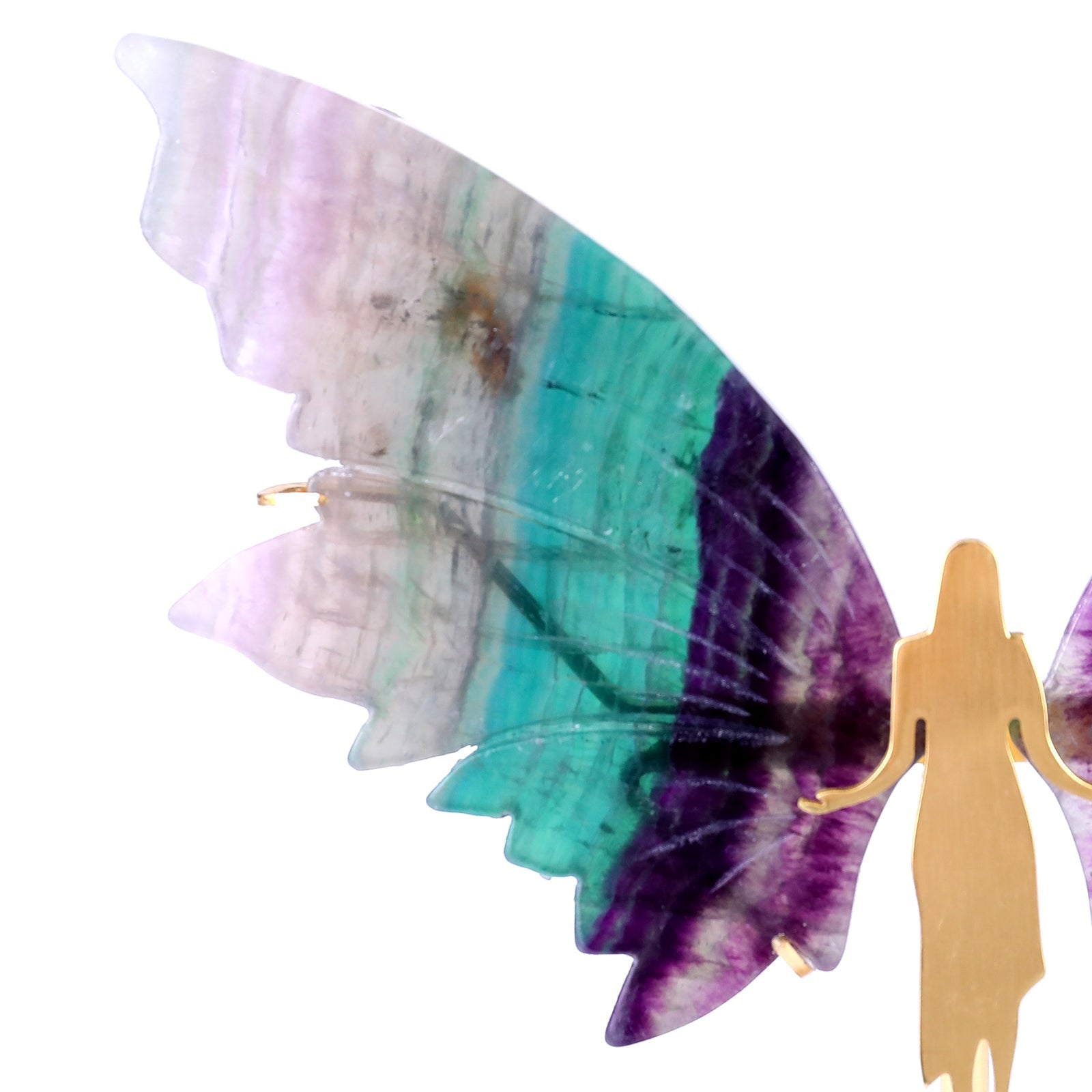 Nicedony 5.2" Fluorite Hand Carved Crystal Spirit Wings Sculpture - View 3