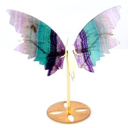 Nicedony 5.2" Fluorite Hand Carved Crystal Spirit Wings Sculpture - View 4