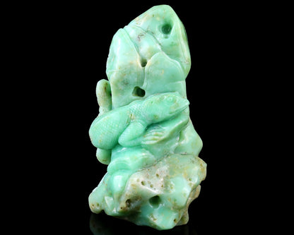 Nicedony 5.2" Green Opal Hand Carved Crystal Lizard Sculpture