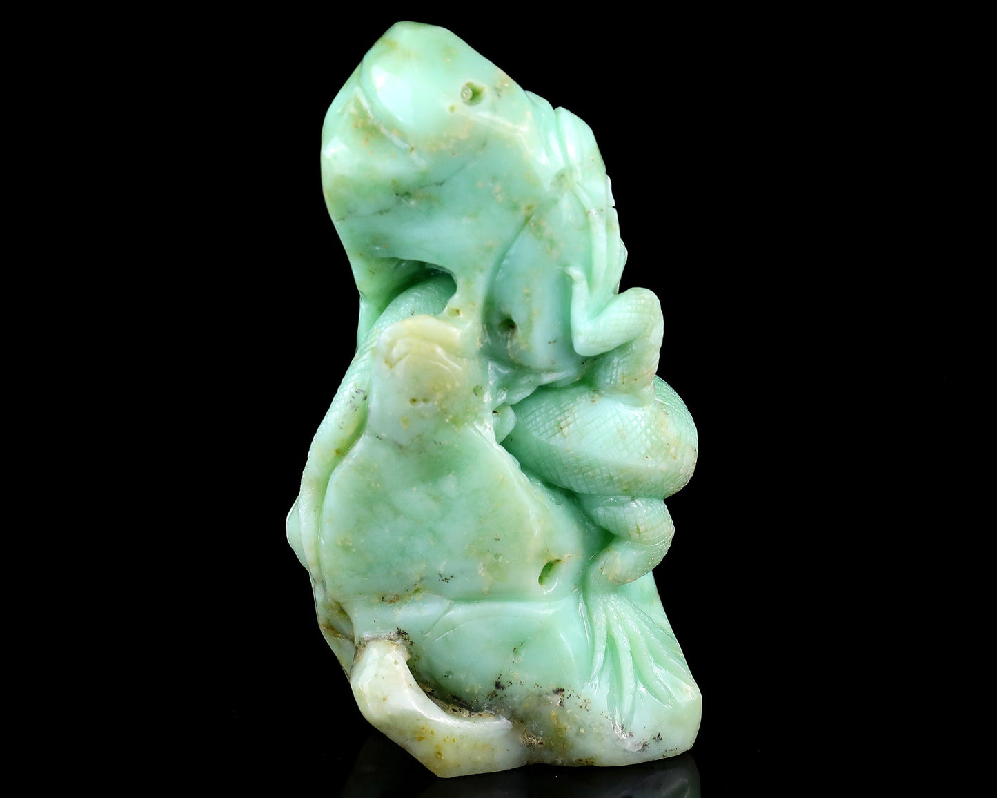 Nicedony 5.2" Green Opal Hand Carved Crystal Lizard Sculpture - View 4