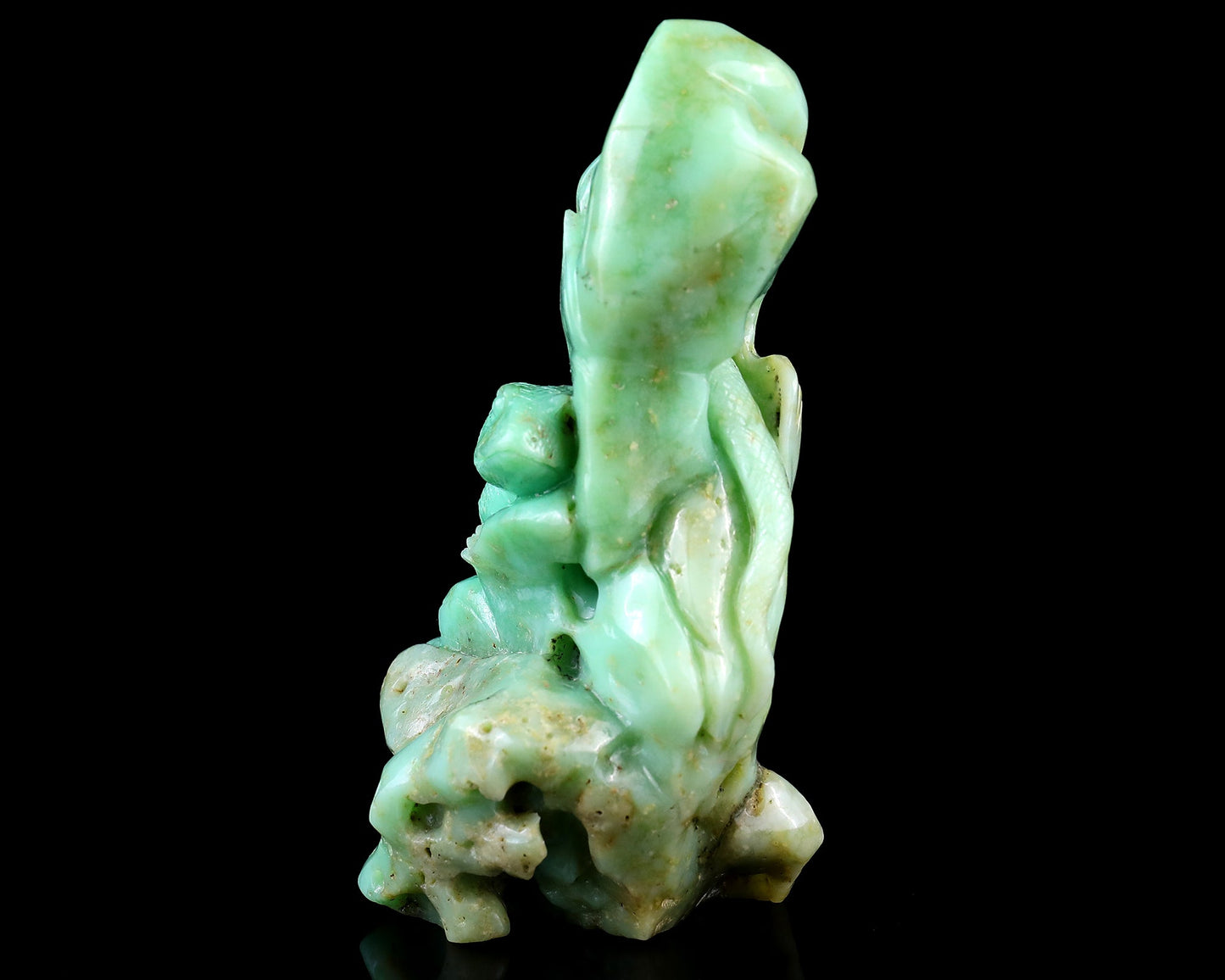 Nicedony 5.2" Green Opal Hand Carved Crystal Lizard Sculpture - View 3