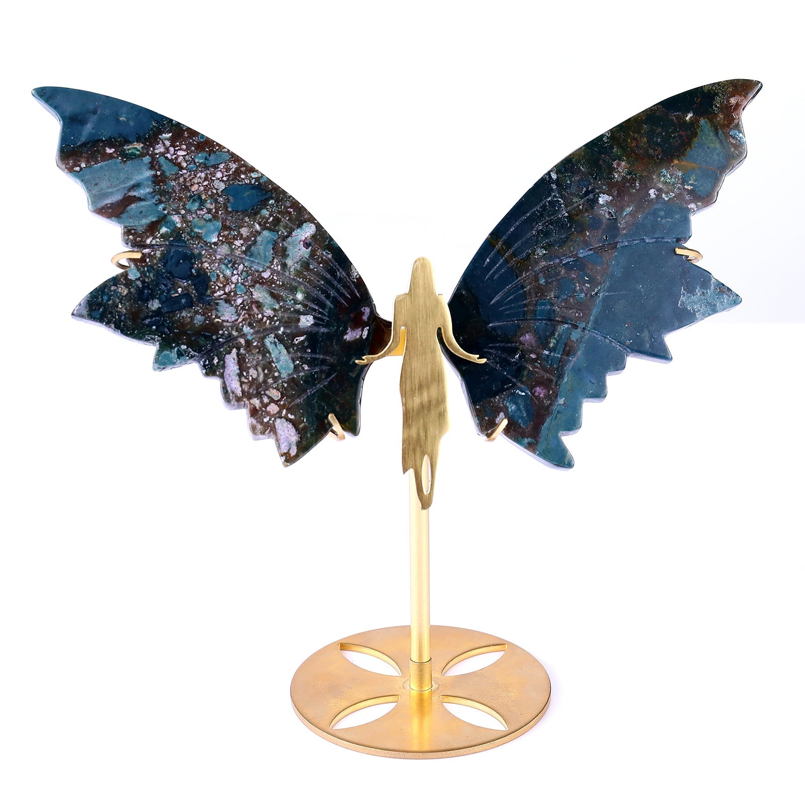 Nicedony 5.2" Indian Agate Hand Carved Crystal Spirit Wings Sculpture - View 4