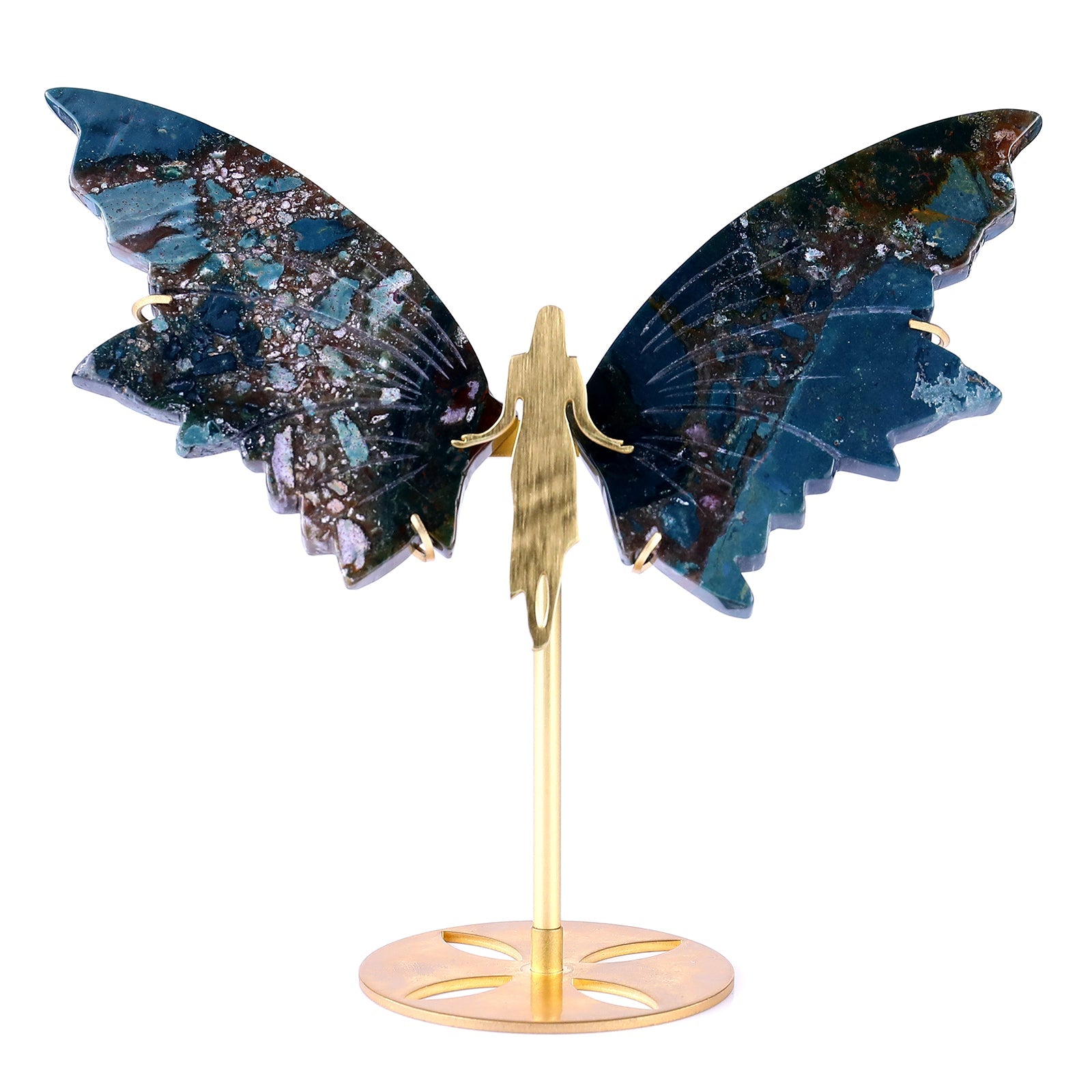 Nicedony 5.2" Indian Agate Hand Carved Crystal Spirit Wings Sculpture - View 8