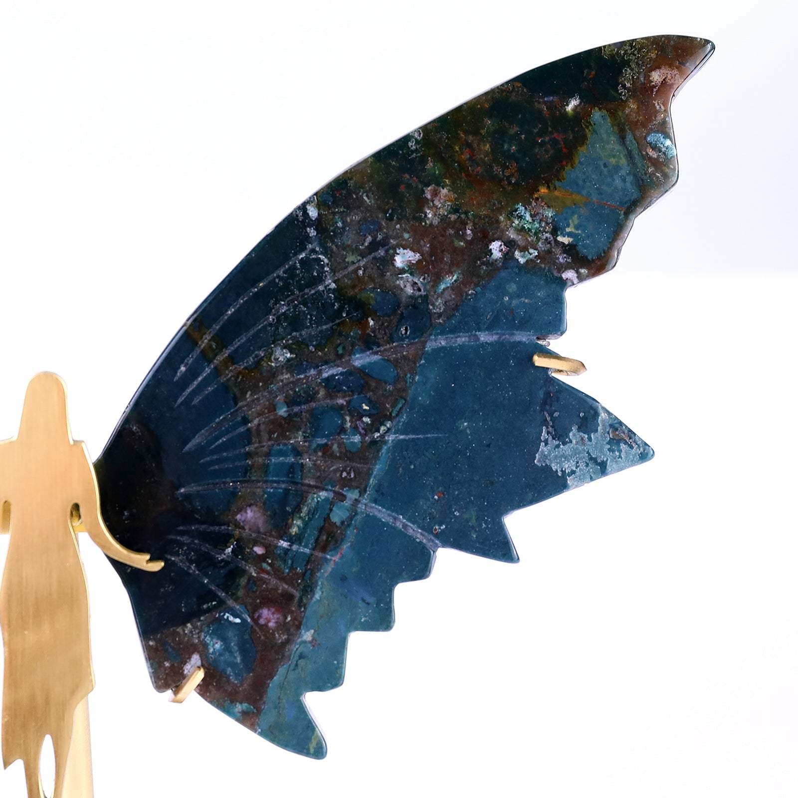 Nicedony 5.2" Indian Agate Hand Carved Crystal Spirit Wings Sculpture - View 2