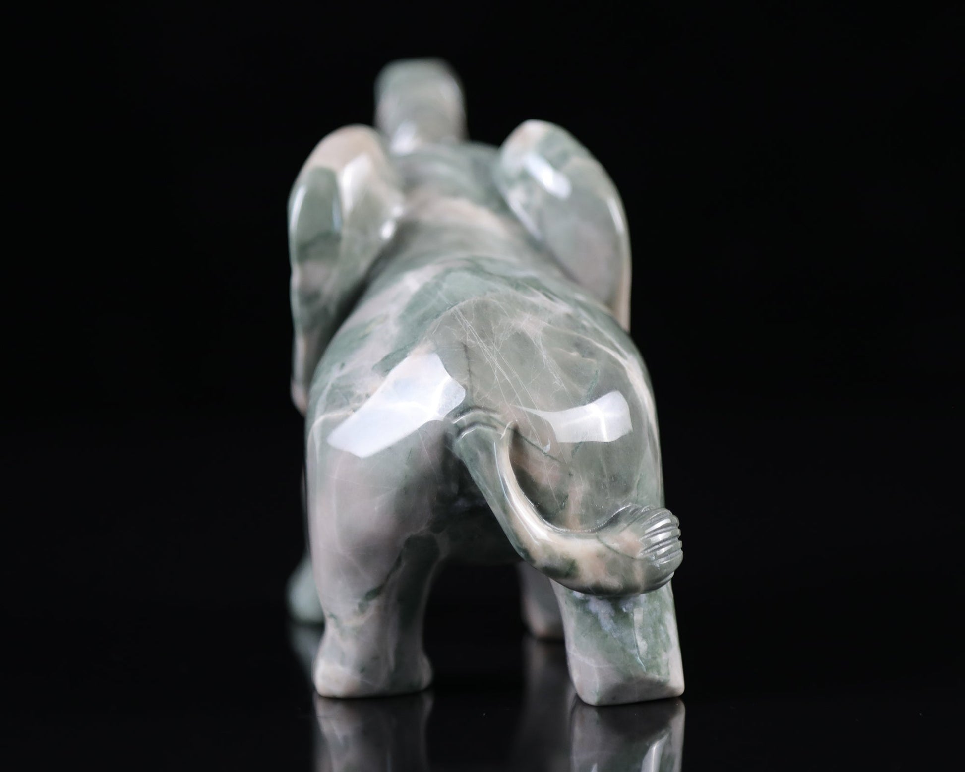 Nicedony 5.2" Jiulong Jade Hand Carved Crystal Elephant Sculpture - View 2