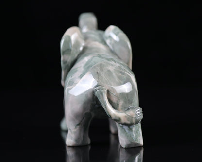 Nicedony 5.2" Jiulong Jade Hand Carved Crystal Elephant Sculpture - View 2