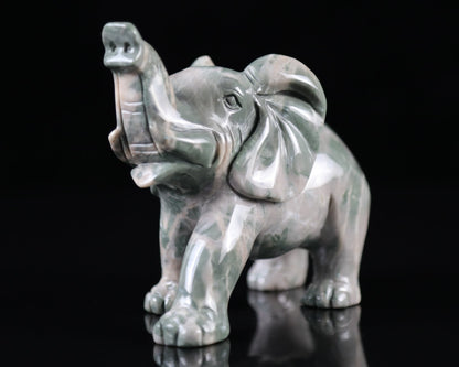 Nicedony 5.2" Jiulong Jade Hand Carved Crystal Elephant Sculpture - View 5
