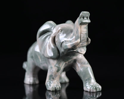 Nicedony 5.2" Jiulong Jade Hand Carved Crystal Elephant Sculpture - View 7