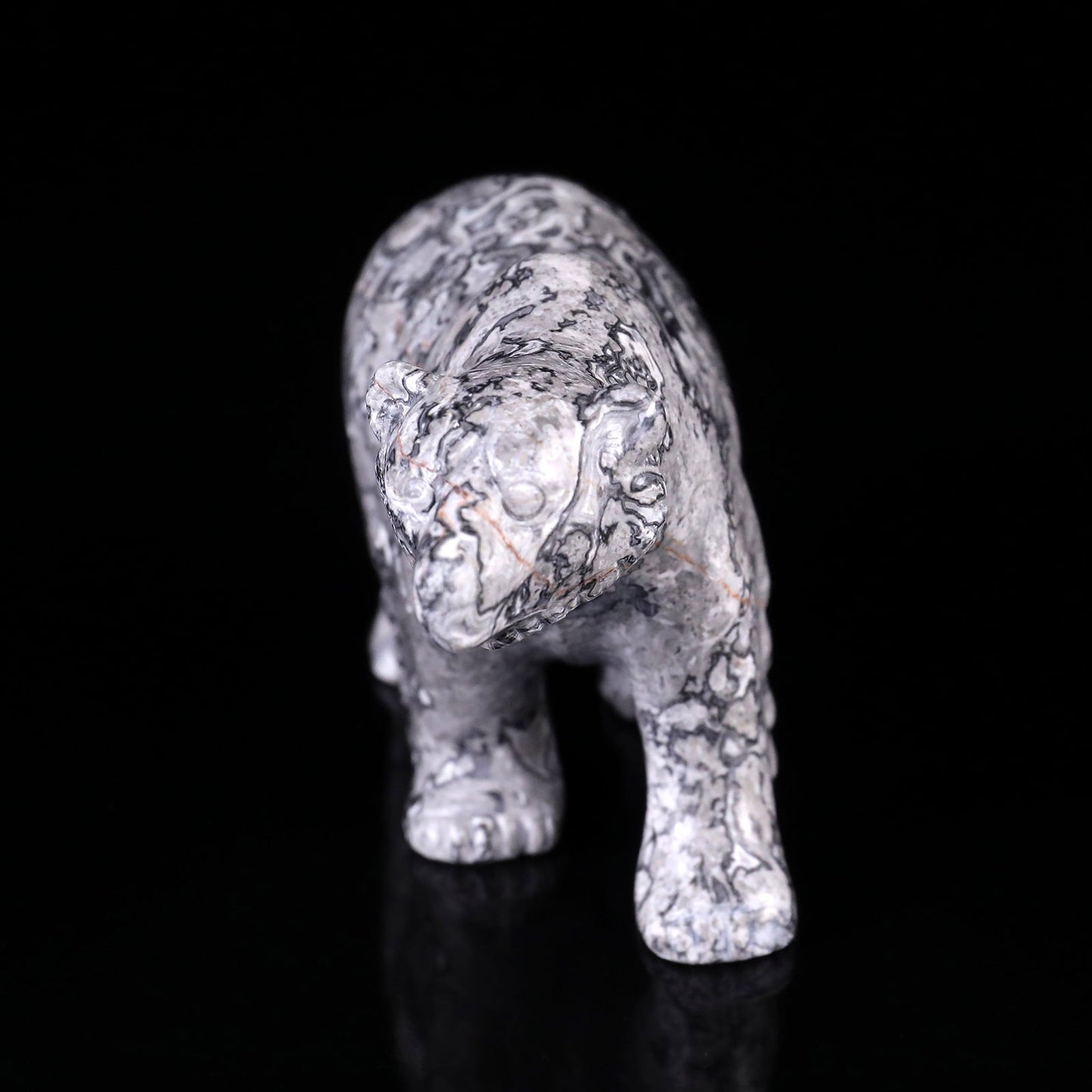 Nicedony 5.2" Map Jasper Hand Carved Crystal Polar Bear Sculpture - View 2