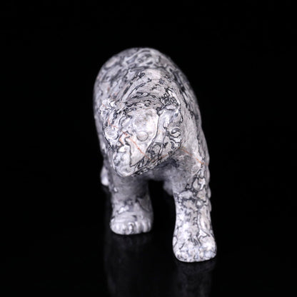 Nicedony 5.2" Map Jasper Hand Carved Crystal Polar Bear Sculpture - View 2