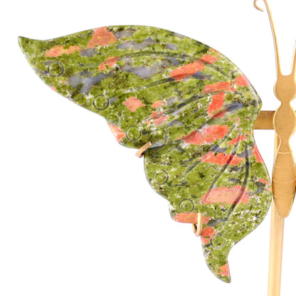 Nicedony 5.2" Pink and Green Unakite Hand Carved Butterfly Wings - View 3