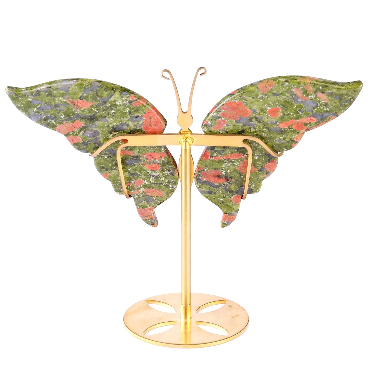 Nicedony 5.2" Pink and Green Unakite Hand Carved Butterfly Wings - View 5