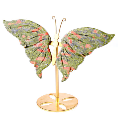 Nicedony 5.2" Pink and Green Unakite Hand Carved Butterfly Wings - View 6