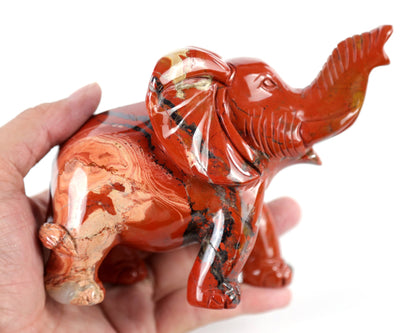 Nicedony 5.2" Red Jasper Hand Carved Crystal Elephant Sculpture - View 3