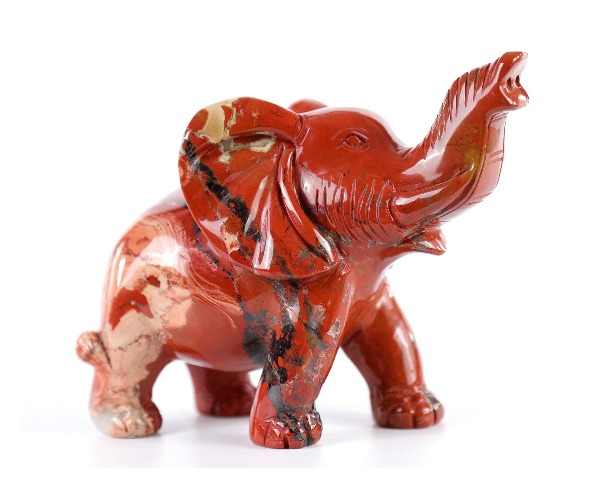 Nicedony 5.2" Red Jasper Hand Carved Crystal Elephant Sculpture - View 7