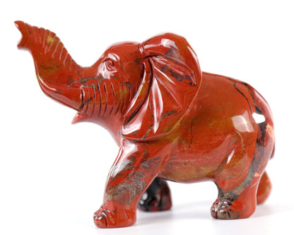 Nicedony 5.2" Red Jasper Hand Carved Crystal Elephant Sculpture - View 9