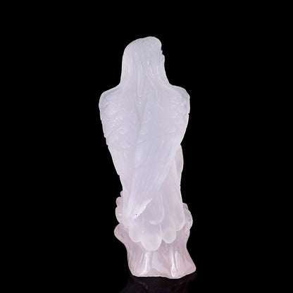 Nicedony 5.2" Rose Quartz Hand Carved Crystal Parrot Sculpture - View 5