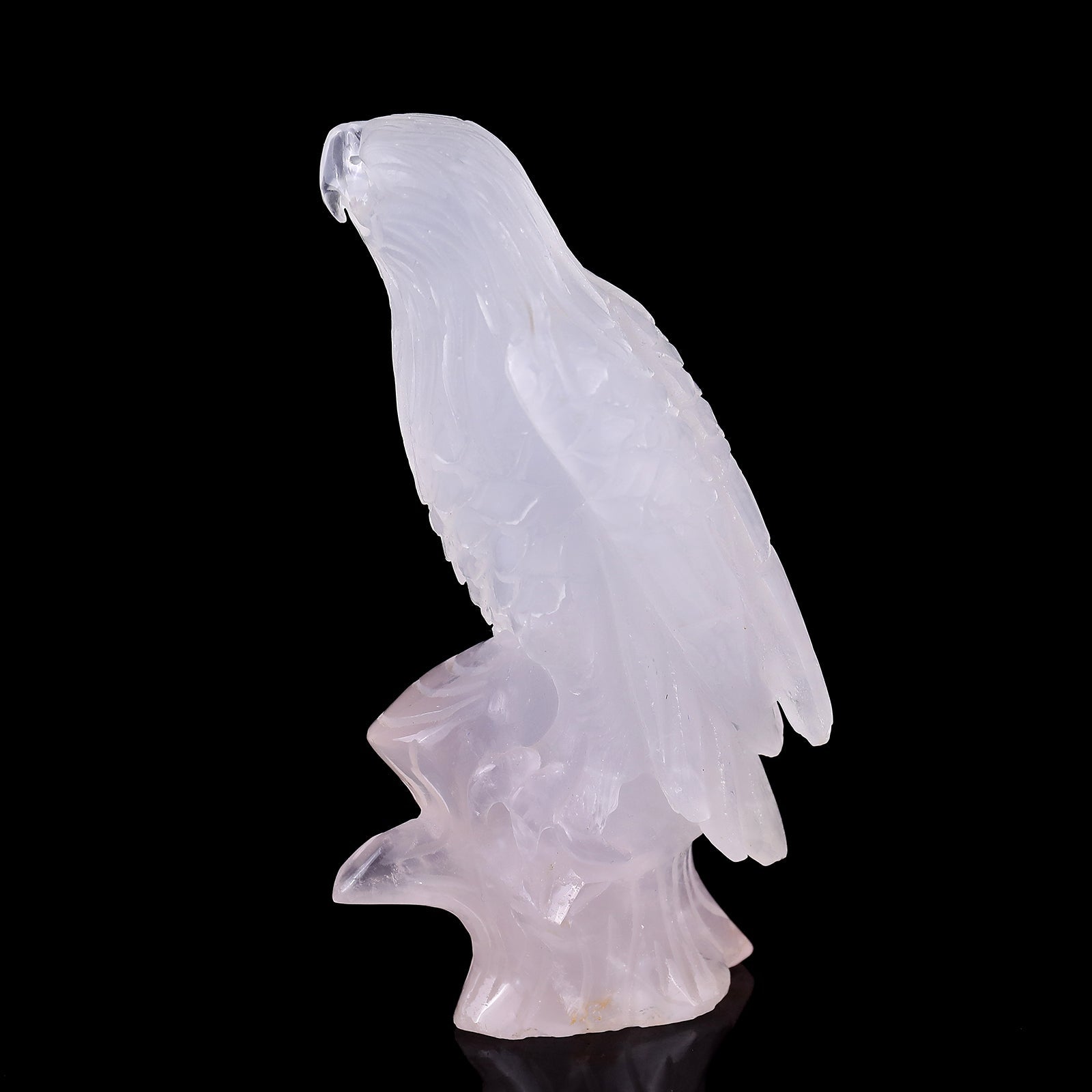 Nicedony 5.2" Rose Quartz Hand Carved Crystal Parrot Sculpture - View 4