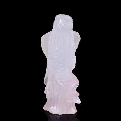 Nicedony 5.2" Rose Quartz Hand Carved Crystal Parrot Sculpture - View 2