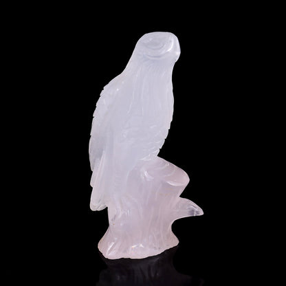 Nicedony 5.2" Rose Quartz Hand Carved Crystal Parrot Sculpture