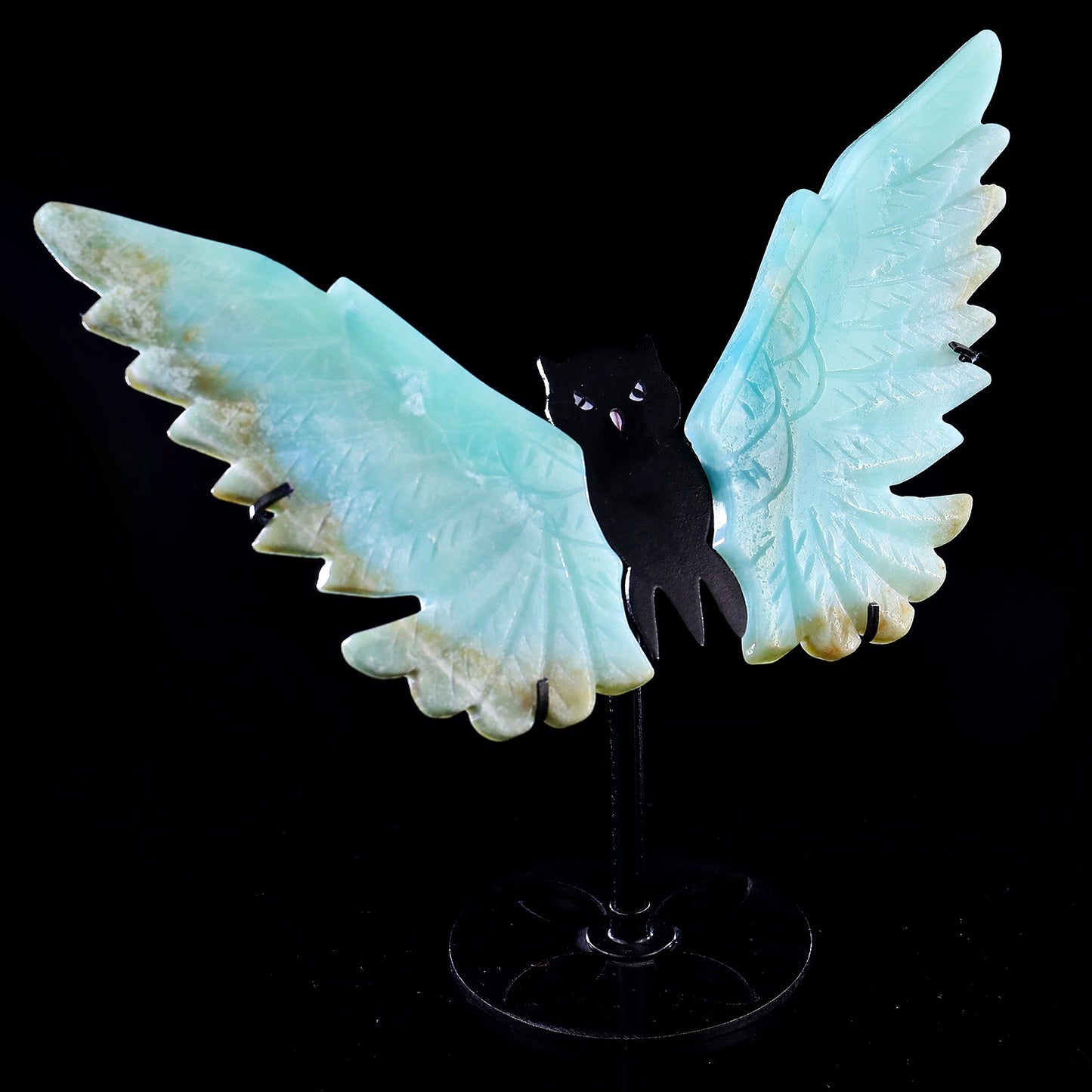 Nicedony 5.3" Amazonite Hand Carved Crystal Owl Wings Sculpture - View 5