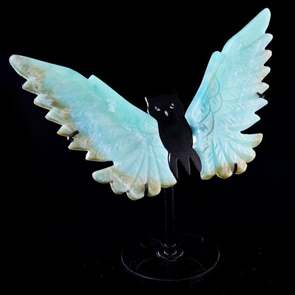 Nicedony 5.3" Amazonite Hand Carved Crystal Owl Wings Sculpture - View 5